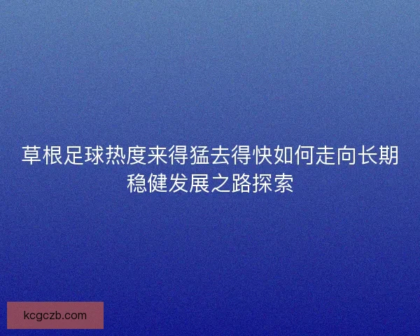 草根足球热度来得猛去得快如何走向长期稳健发展之路探索